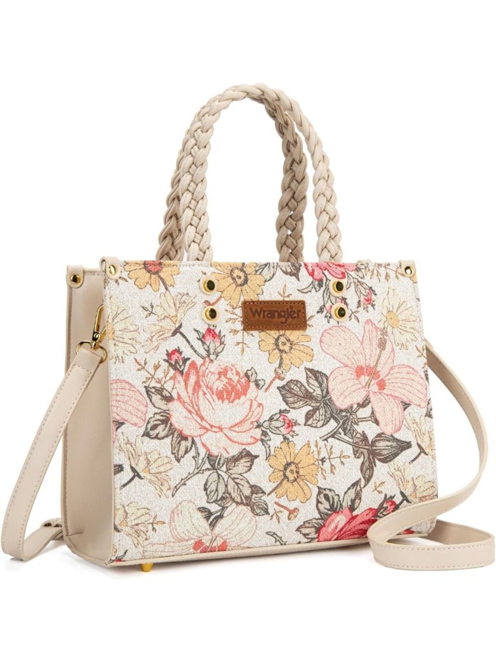 Floral Print Western Tote Bag for Women, Braided Handbag with Adjustable Strap